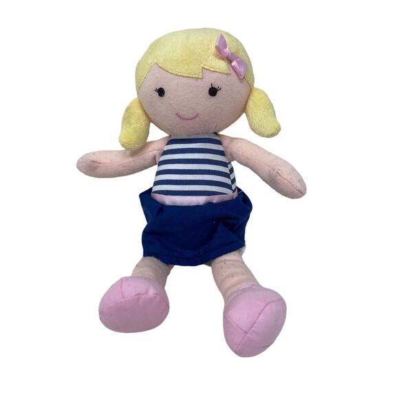 Carter's Other - Carters‎ Baby Doll Blonde Girl Plush Navy Blue Striped Dress 10" Lovey 67750